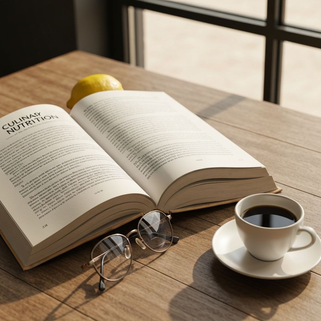 Open culinary book with coffee